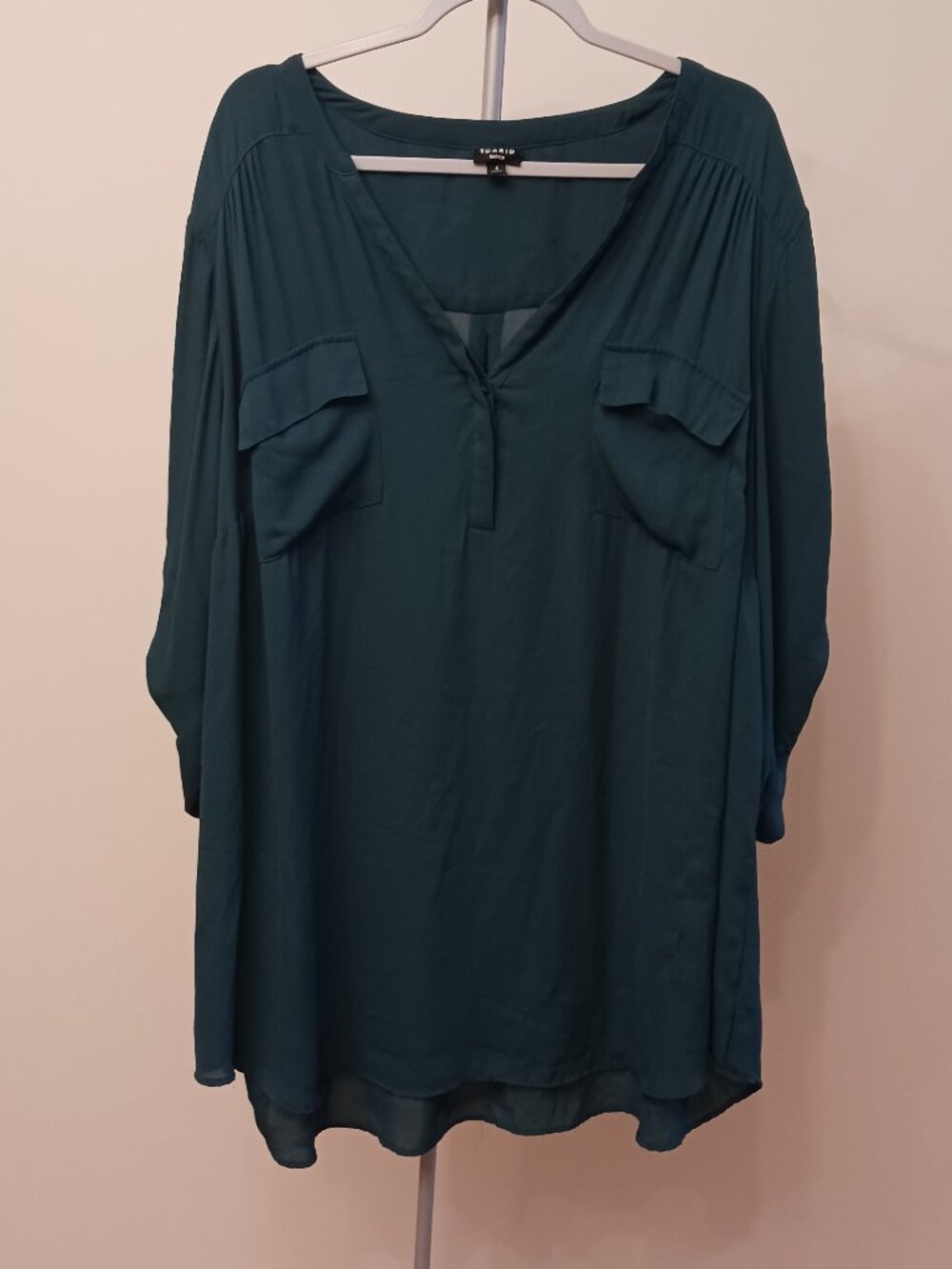 Harper Georgette 3/4 Sleeve Green Blouse from Torrid